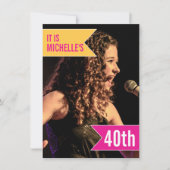 Flags felroze gele foto 40e verjaardag kaart (Voorkant)