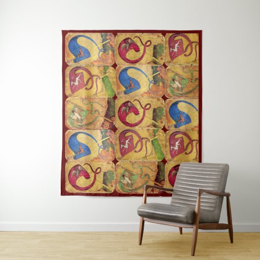 Flags/Honden, Deers, Falcons, Eenden Wandkleed (In situ)