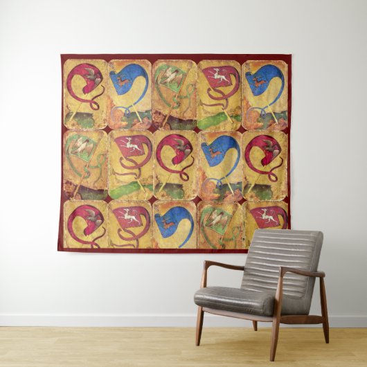 Flags/Honden, Deers, Falcons, Eenden Wandkleed (In Situ (horizontaal))