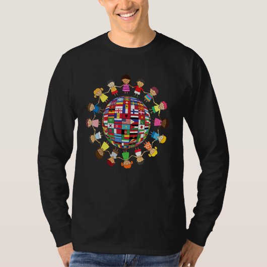 Flags of the World Cultural, Diversity Kids around T-shirt (Voorkant)