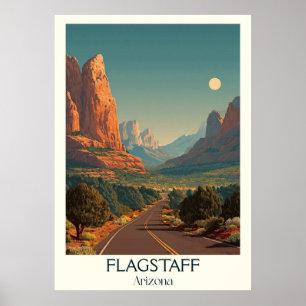 Flagstaff Arizona Vintage Travel Poster   Retro Mo