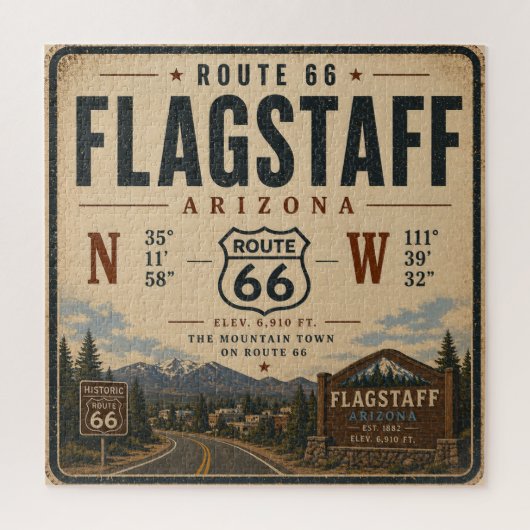 Flagstaff Route 66 Bergstad Legpuzzel (Verticaal)