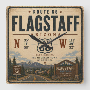 Flagstaff Route 66 Bergtijd Vierkante Klok
