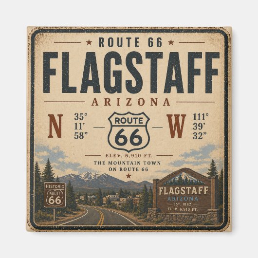 Flagstaff Route 66 Koelkast Souvenir Magneet (Voorkant)