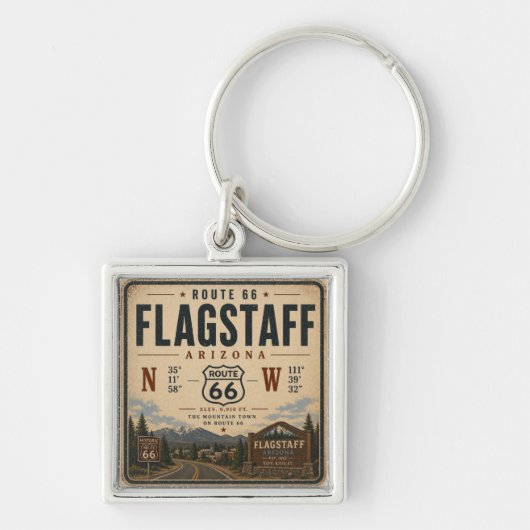 Flagstaff Route 66 Sleutelhouder Sleutelhanger (Voorkant)