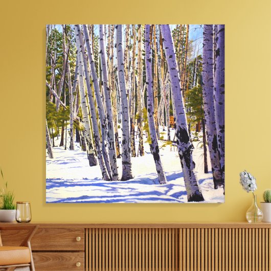 Flagstaff Winter Aspen Landschap – Daniel Fishback Canvas Afdruk (Insitu (Woonkamer))