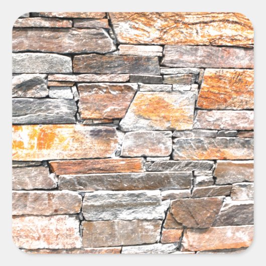 Flagstone natuursteen patroon bruine beige stenen vierkante sticker (Voorkant)