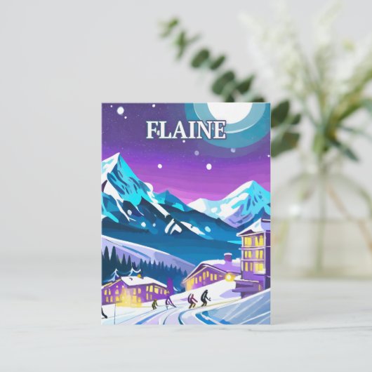 Flaine: Art Moderne in de besneeuwde Alpen Briefkaart (Staand voorkant)