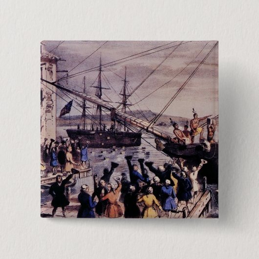 Flair Pin : Boston Tea Party Vierkante Button 5,1 Cm (Voorkant)