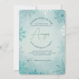 Flakes Frame Winter Birthday Bash Invitation Kaart