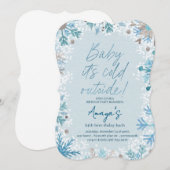 Flakes Frame Winter Birthday Bash Invitation Kaart (Voorkant / Achterkant)