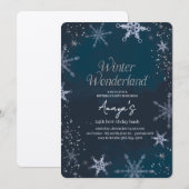Flakes Frame Winter Birthday Bash Invitation Kaart (Voorkant / Achterkant)