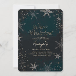 Flakes Frame Winter Birthday Bash Invitation Kaart