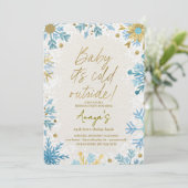 Flakes Frame Winter Birthday Bash Invitation Kaart (Staand voorkant)