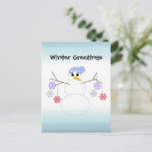 Flakey Snowman met Snowflake Ornamenten Briefkaart (Staand voorkant)