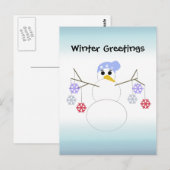 Flakey Snowman met Snowflake Ornamenten Briefkaart (Voorkant / Achterkant)