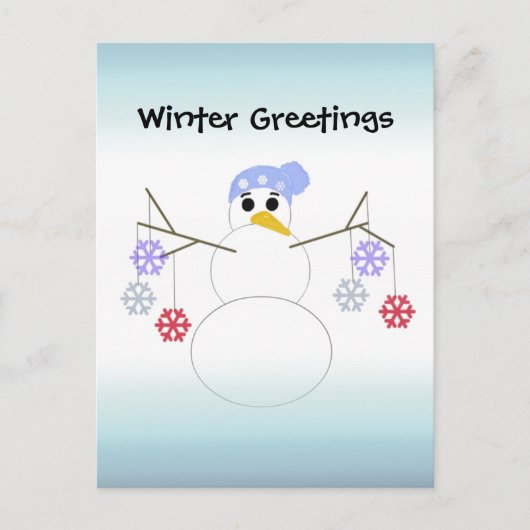 Flakey Snowman met Snowflake Ornamenten Briefkaart (Voorkant)