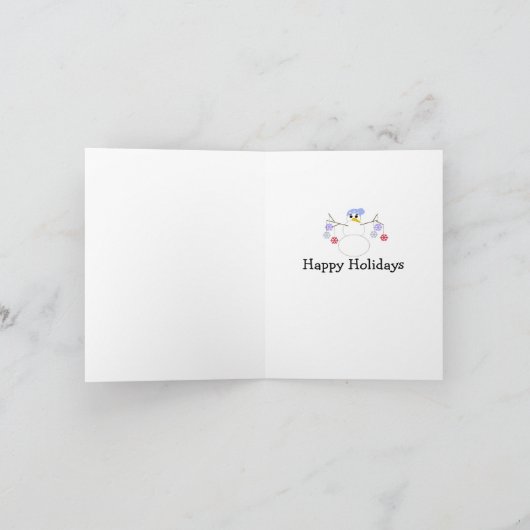 Flakey Snowman met Snowflake Ornamenten Feestdagen Kaart (Binnen)