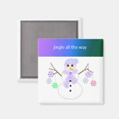Flakie Snowman met Snowflakes Magneet (Voorkant / Achterkant)