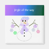 Flakie Snowman met Snowflakes Magneet (Voorkant)