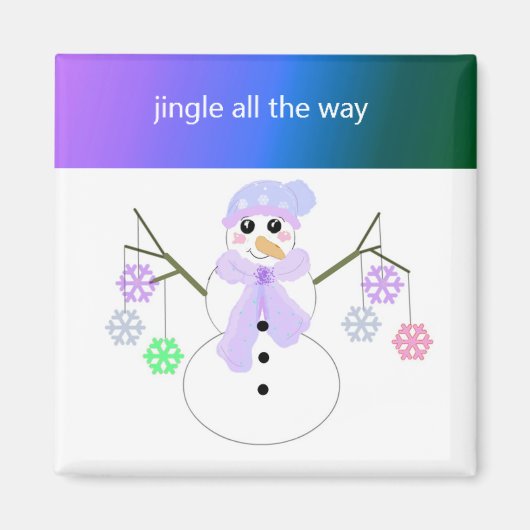 Flakie Snowman met Snowflakes Magneet (Voorkant)