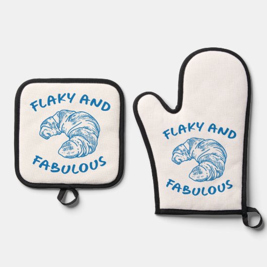 Flaky en Fabulous, Franse Croissant Chef Ovenwant & Pannenlap Set (Voorkant)