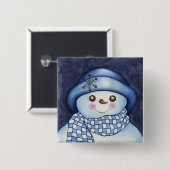 Flaky Snowman-Button Vierkante Button 5,1 Cm (Voorkant /achterkant)