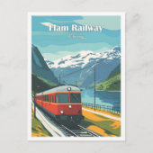 Flam Railway Noorwegen Kunstwerk Reizen illustrati Briefkaart (Voorkant)