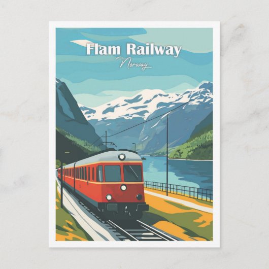 Flam Railway Noorwegen Kunstwerk Reizen illustrati Briefkaart (Voorkant)