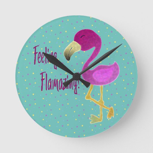 Flamazing Flamingo Ronde Klok (Voorkant)