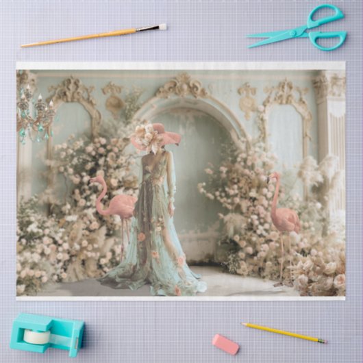 Flamboyance, Elegante Dame, Flamingo & Bloemen Tissuepapier (Craft)