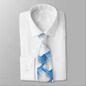Flamboyant Baby Blauw Speelse Geometrische Monogra Stropdas (Gebonden)