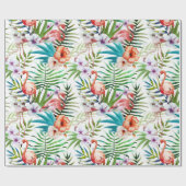 Flamboyant Flamingo Tropical natuur tuinpatroon Cadeaupapier (Vlak)
