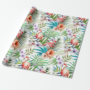 Flamboyant Flamingo Tropical natuur tuinpatroon Cadeaupapier
