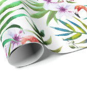 Flamboyant Flamingo Tropical natuur tuinpatroon Cadeaupapier (Rol Hoek)