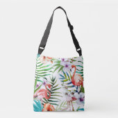 Flamboyant Flamingo Tropical natuur tuinpatroon Crossbody Tas (Voorkant)