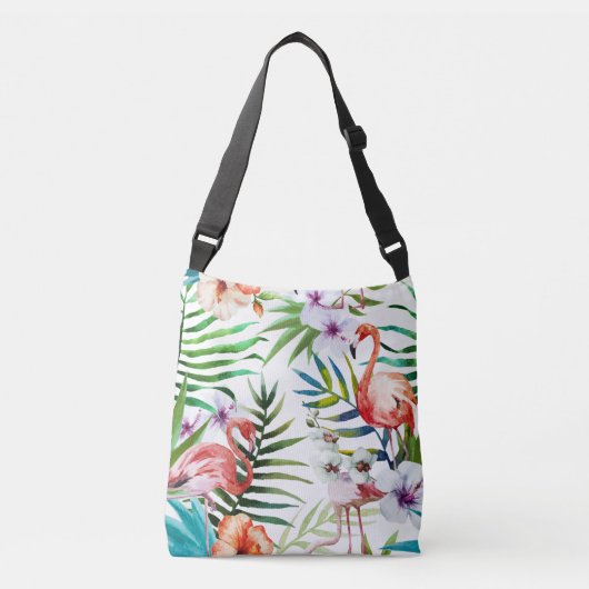 Flamboyant Flamingo Tropical natuur tuinpatroon Crossbody Tas (Voorkant)