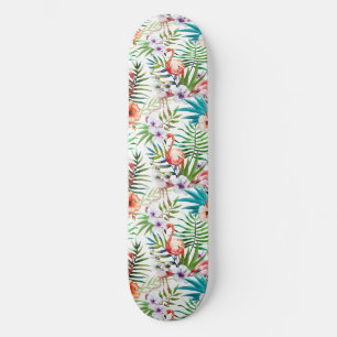 Flamboyant Flamingo Tropical natuur tuinpatroon Skateboard