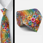 Flamboyant Neck Tie | Rainbow Flowers Faux Glitter Stropdas<br><div class="desc">Make an unforgettable entrance with this Flamboyant Rainbow Flowers Neck Tie, a vibrant celebration of color, confidence, and expressive style. Bursting with richly saturated rainbow hues and bold floral detail, this design transforms a classic accessory into a true statement piece. The dynamic blend of bright petal, gemstone diamonds and flowing...</div>