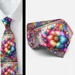 Flamboyant Neck Tie | Rainbow Flowers Faux Glitter Stropdas<br><div class="desc">Make an unforgettable entrance with this Flamboyant Rainbow Flowers Neck Tie, a vibrant celebration of color, confidence, and expressive style. Bursting with richly saturated rainbow hues and bold floral detail, this design transforms a classic accessory into a true statement piece. The dynamic blend of bright petal, gemstone diamonds and flowing...</div>
