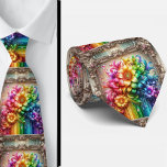 Flamboyant Neck Tie | Rainbow Flowers Faux Glitter Stropdas<br><div class="desc">Make an unforgettable entrance with this Flamboyant Rainbow Flowers Neck Tie, a vibrant celebration of color, confidence, and expressive style. Bursting with richly saturated rainbow hues and bold floral detail, this design transforms a classic accessory into a true statement piece. The dynamic blend of bright petal, gemstone diamonds and flowing...</div>