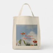 Flamboyant Royal Poinciana Blossom en Sky Blue Tote Bag (Achterkant)