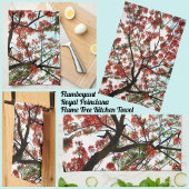 Flamboyant Royal Poinciana Boom Rood Zwart Wit Theedoek