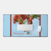 Flamboyant Royal Poinciana Botanische Bloemen Blau Bureaumat (Keyboard & Muis)