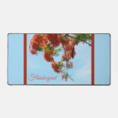 Flamboyant Royal Poinciana Botanische Bloemen Blau Bureaumat (Voorkant)