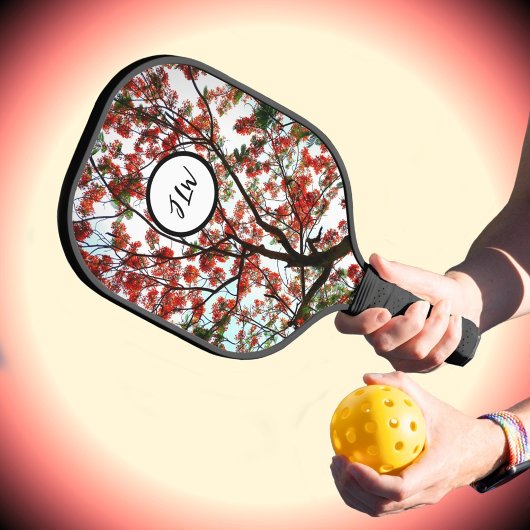 Flamboyant Royal Poinciana Tree met Initialen Pickleball Paddle