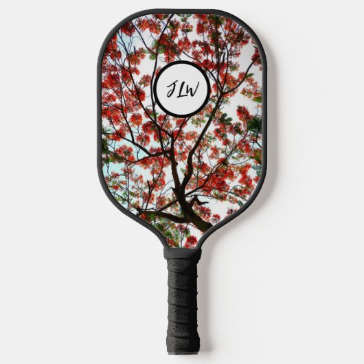 Flamboyant Royal Poinciana Tree met Initialen Pickleball Paddle (Voorkant)