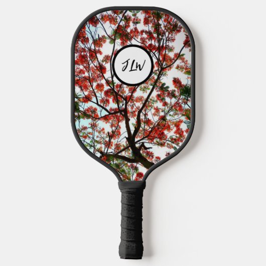 Flamboyant Royal Poinciana Tree met Initialen Pickleball Paddle (Achterkant)