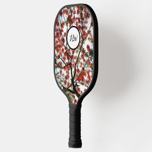 Flamboyant Royal Poinciana Tree met Initialen Pickleball Paddle (Links)