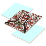 Flamboyant Royal Pooverana Tree Tegeltje<br><div class="desc">De Flamboyant,  Royal Poinciana of de Vlamboom met zijn tropische oranje en rode bloemen die tot een blauwe hemel en witte wolken reikten,  is de inspiratie van dit unieke en ingewikkelde ontwerp. Dit is 1 op 4 coördinerende design. Dit afbeelding is een originele foto van JLW_FOTOGRAPHY</div>
